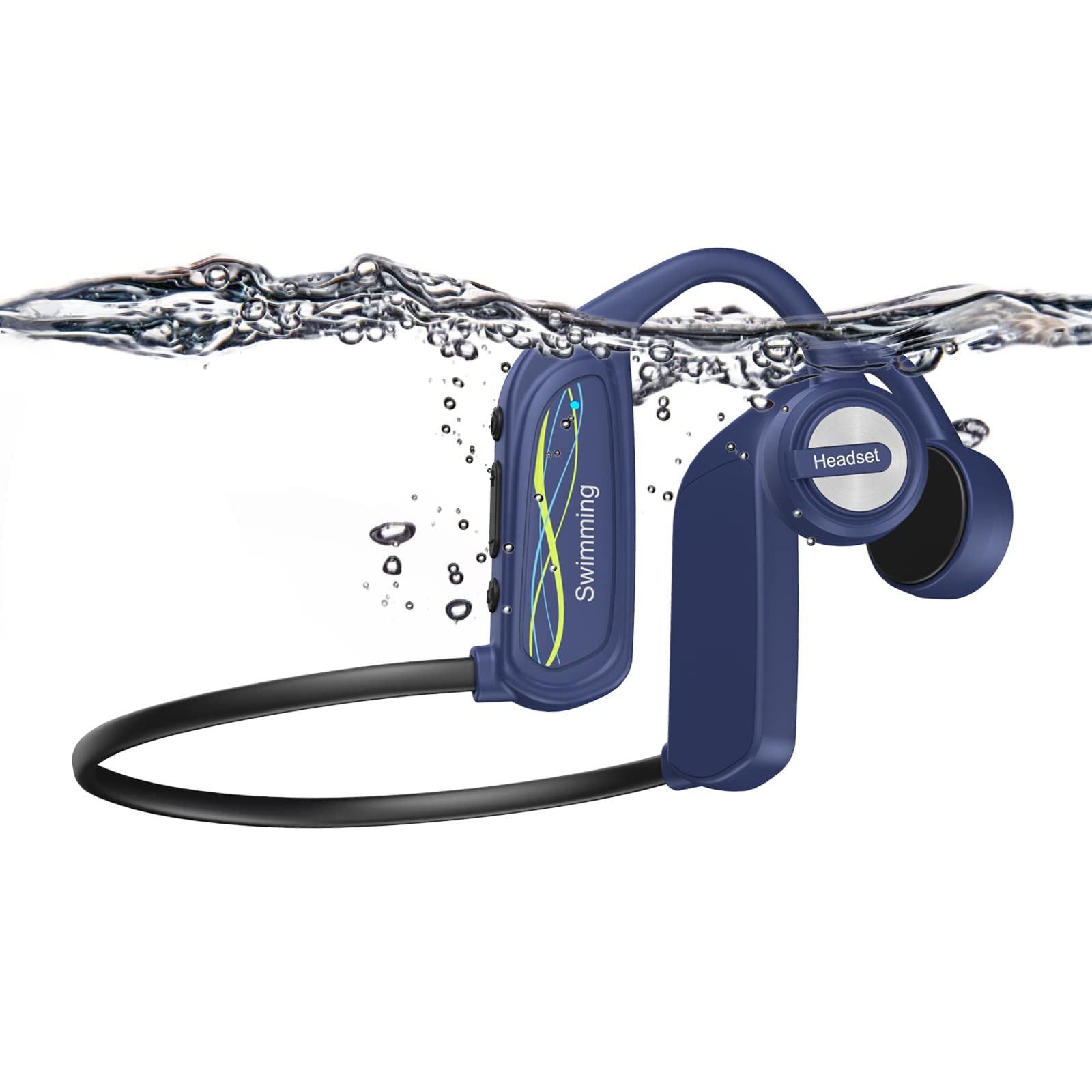 ESSONIO Bluetooth Bone Conduction Headphones - IP68 Waterproof Wireless Headset for Swimming, Running & Cycling with 16GB Storage | Open Ear Design for Safe Outdoor Sports & Workouts