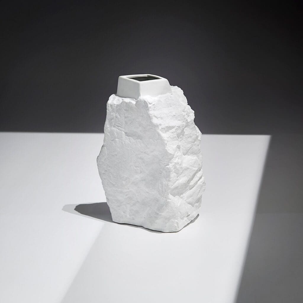 Cyan Design 10944 Piedra Vase - White Ceramic Decorative Vase for Home Decor, Living Room, Dining Table Centerpiece