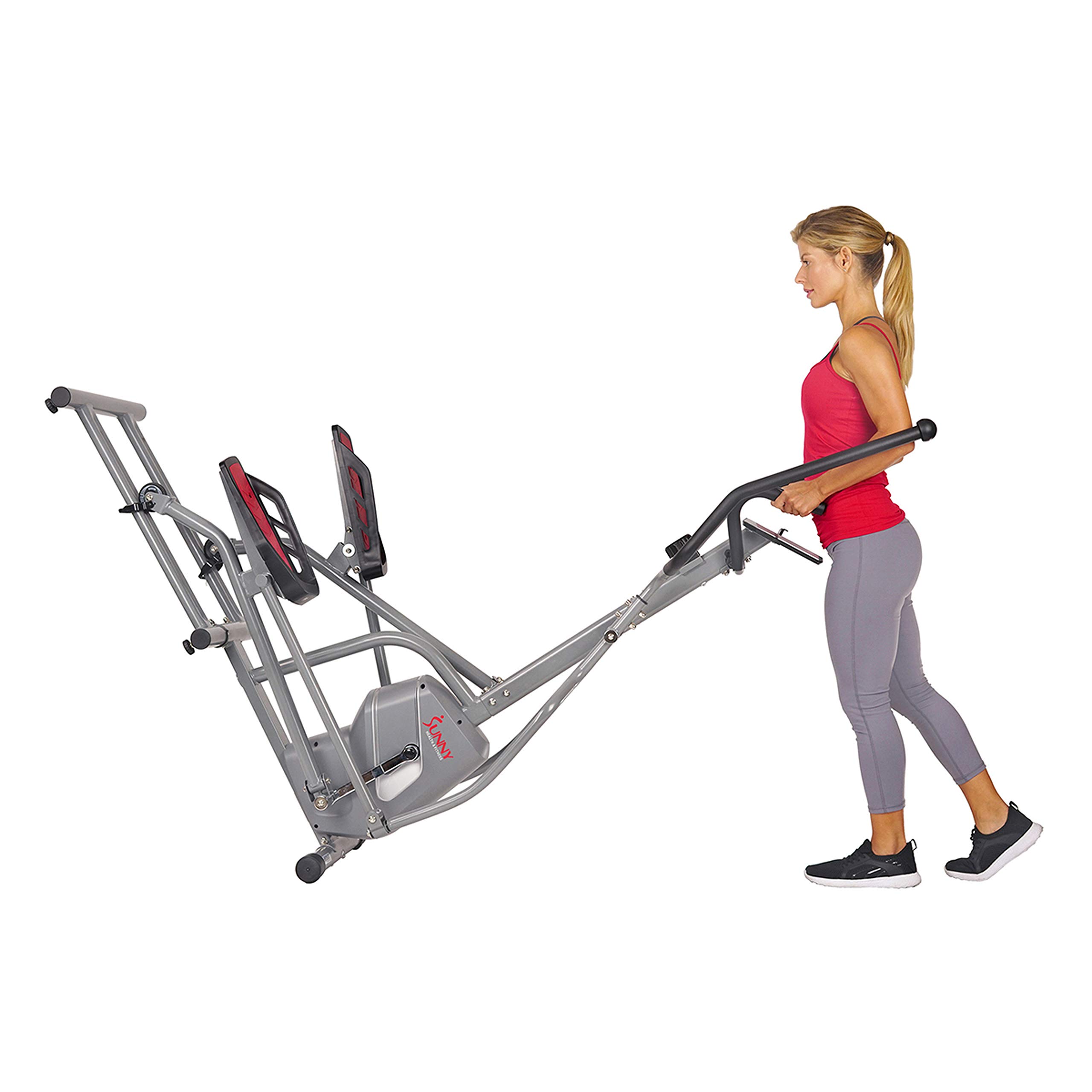 Sunny Health & Fitness Magnetic Elliptical Trainer Machine - Low Impact Cardio Workout Equipment with Tablet Holder & LCD Display | Perfect for Home Gym, Weight Loss & Full Body Exercise