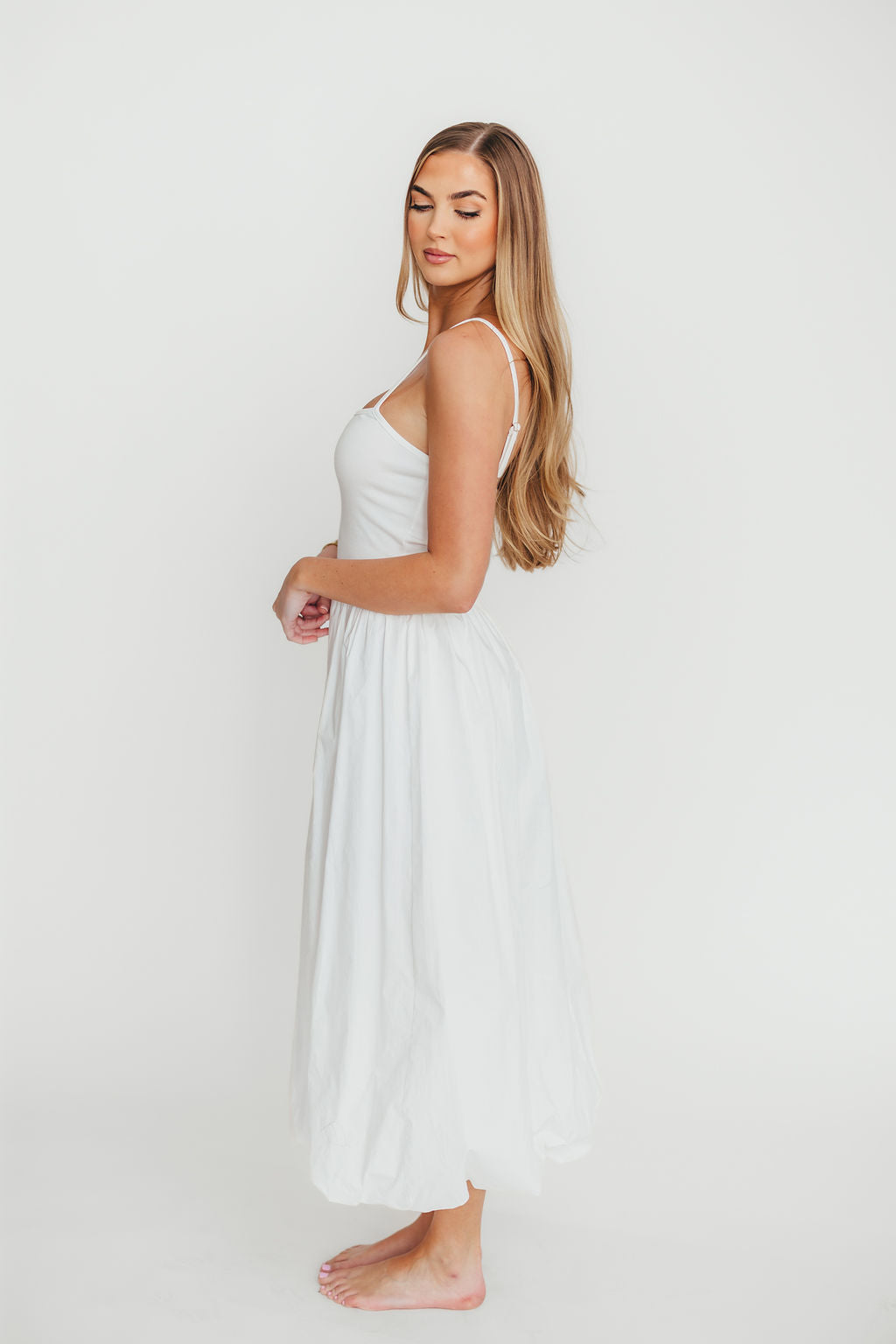 Marisol Off White Bubble Maxi Dress - Flowy Summer Beach Dress for Women, Perfect for Vacations, Weddings & Boho Outfits