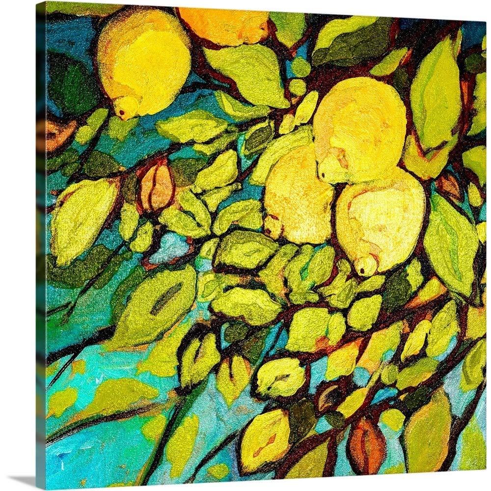 Jennifer Lommers Lemon Tree Canvas Wall Art Print - 24x24 Inch Nature-Inspired Home Decor for Kitchen, Dining Room & Living Room | Vibrant Botanical Painting for Farmhouse & Modern Interiors