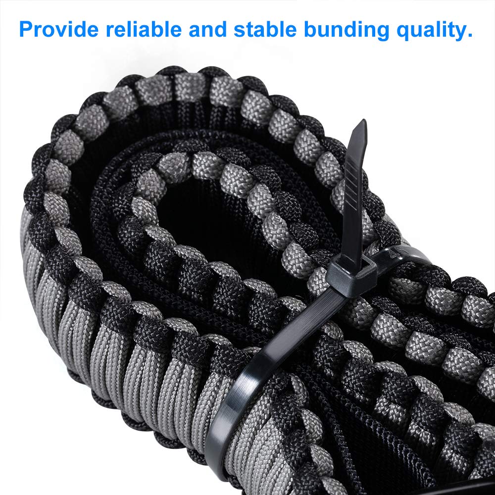 1000 Pack 8-Inch Black Heavy Duty Zip Ties - 50lb Tensile Strength UV Resistant Self-Locking Cable Ties for Indoor/Outdoor Use | Perfect for Organizing Wires, Securing Plants & DIY Projects | Tantti