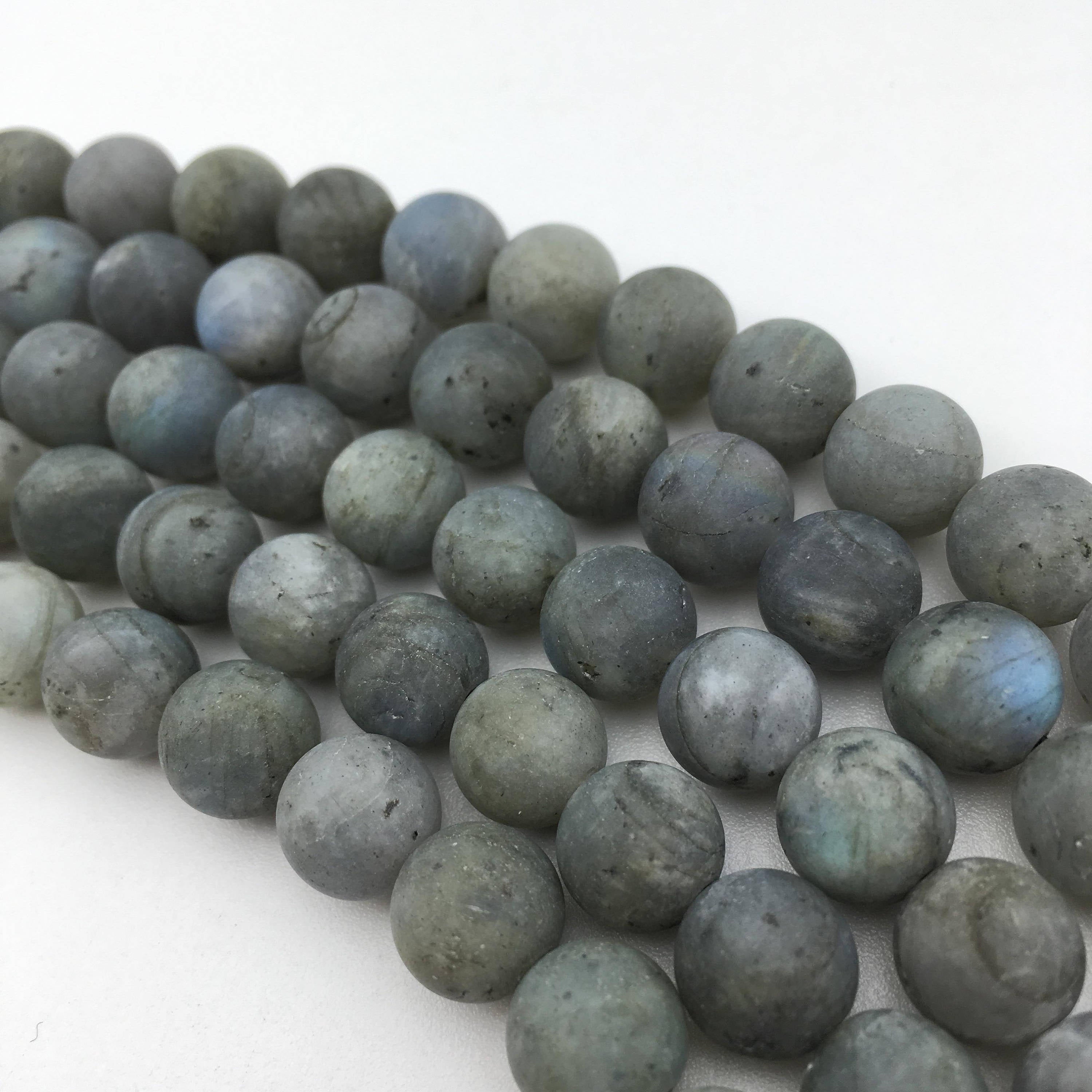 Labradorite Matte Round Beads - 6mm 8mm 10mm 12mm 15.5mm Gemstone Beading Strands for Jewelry Making, DIY Crafts, and Healing Crystal Bracelets