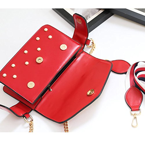 Stylish Bee Crossbody Bag with Pearls - Women's PU Leather Purse for Daily Use