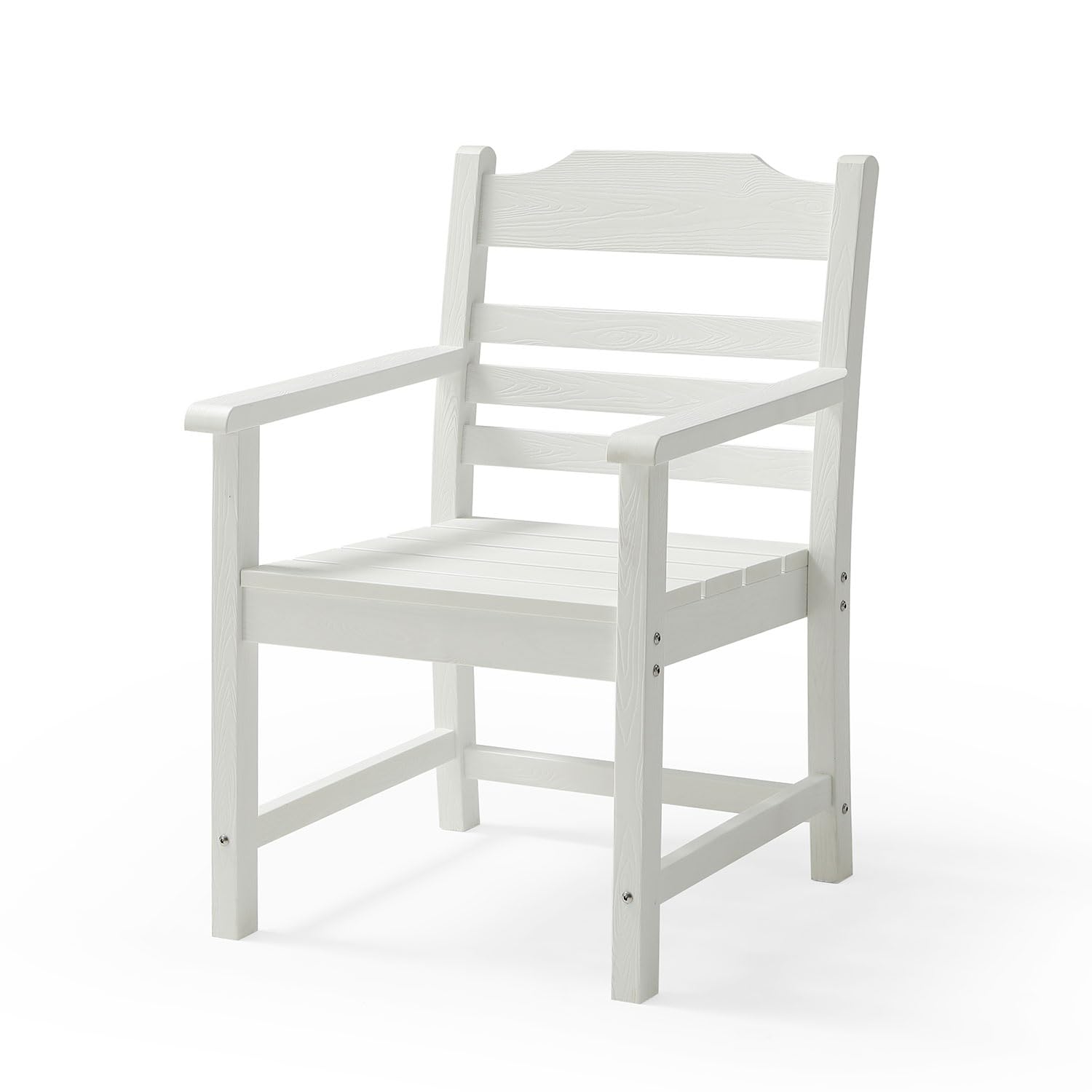 Kevinplus Outdoor Dining Chair Set of 2 - All-Weather HIPS Patio Chairs with Armrests for Deck, Backyard, Garden, Balcony, Porch - Perfect for Indoor/Outdoor Entertaining & Relaxation (White, 2-Piece Set)