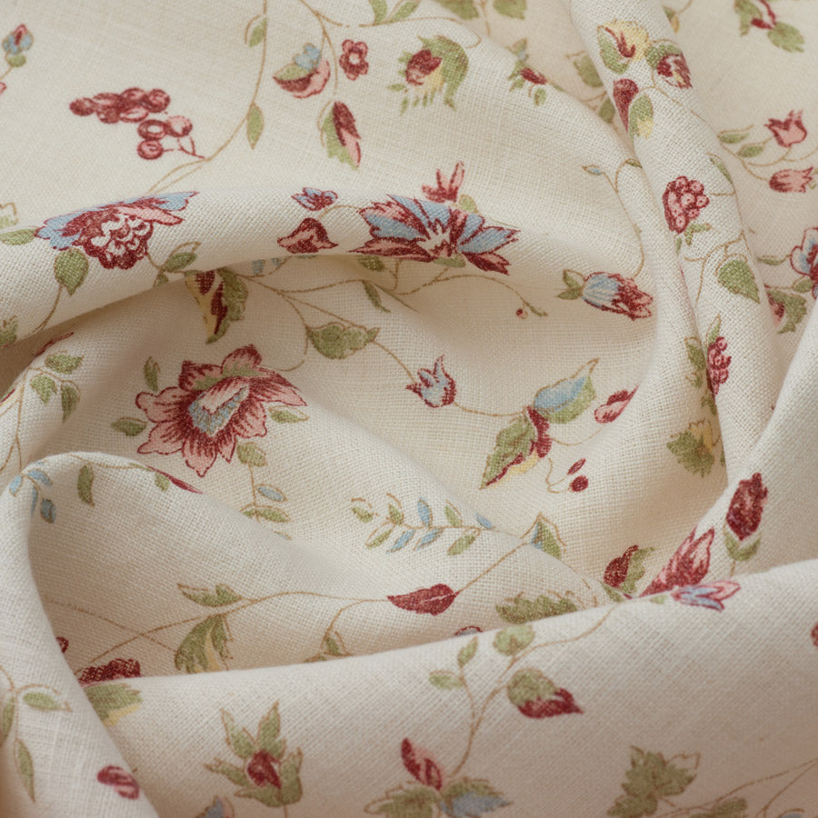 Premium Framboise & Ivory Linen Fabric - Soft, Durable & Breathable Material for Upholstery, Curtains & Home Decor Projects