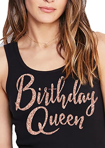 Rose Gold Birthday Queen (Black Tank)