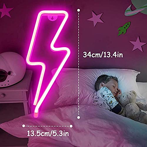 LED Neon Lightning Bolt Sign - Custom Wall Decor Light for Bedroom, Wedding, Birthday Party - Perfect for Kids Room, Valentine's Day & Christmas Gifts - Indoor Night Lamp & Table Decoration