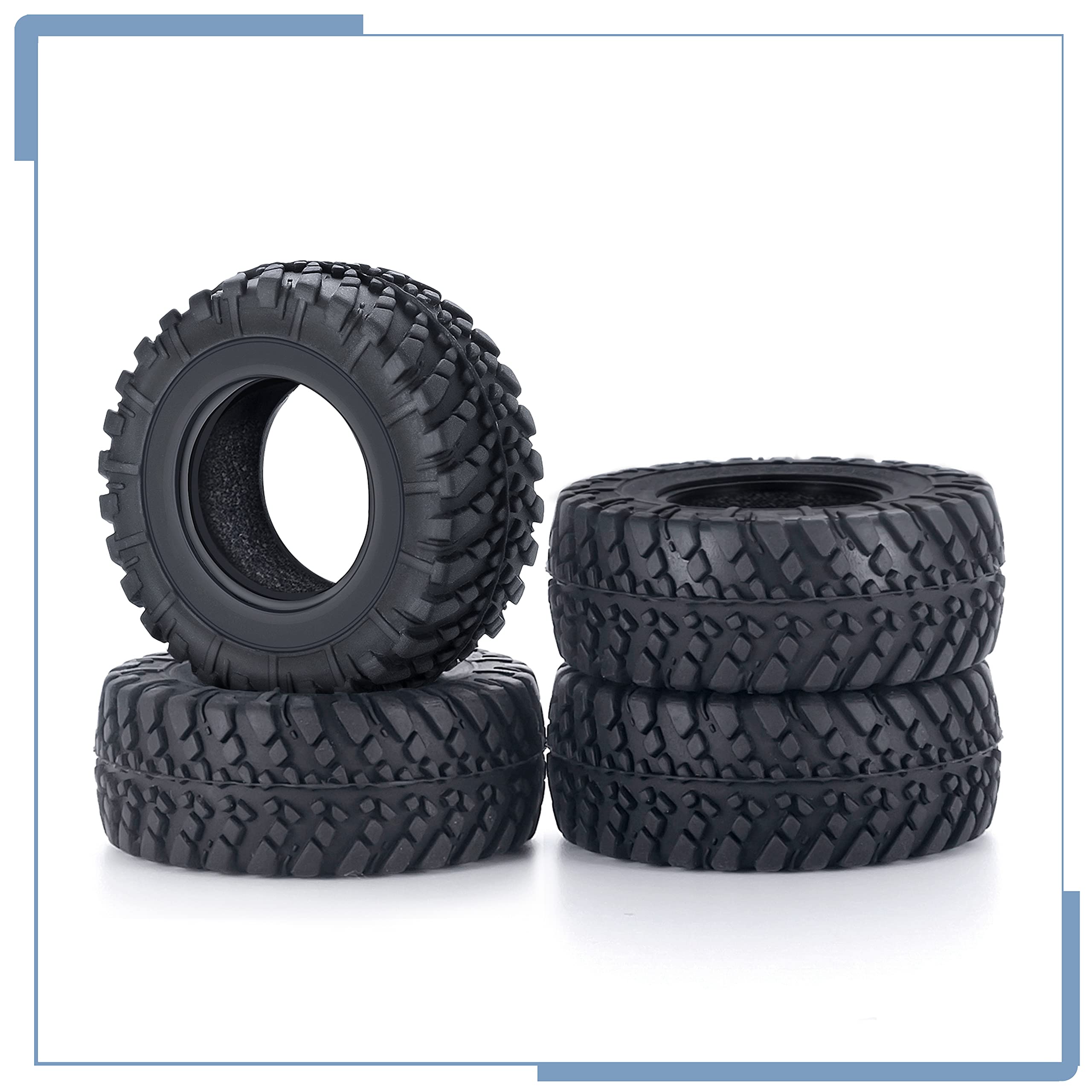 4PCS Rubber Micro RC Tires 38mm - Compatible with Kyosho Mini Z 4x4, 1/18 & 1/24 Scale RC Cars - Durable Off-Road Performance for Crawling, Racing & Drifting
