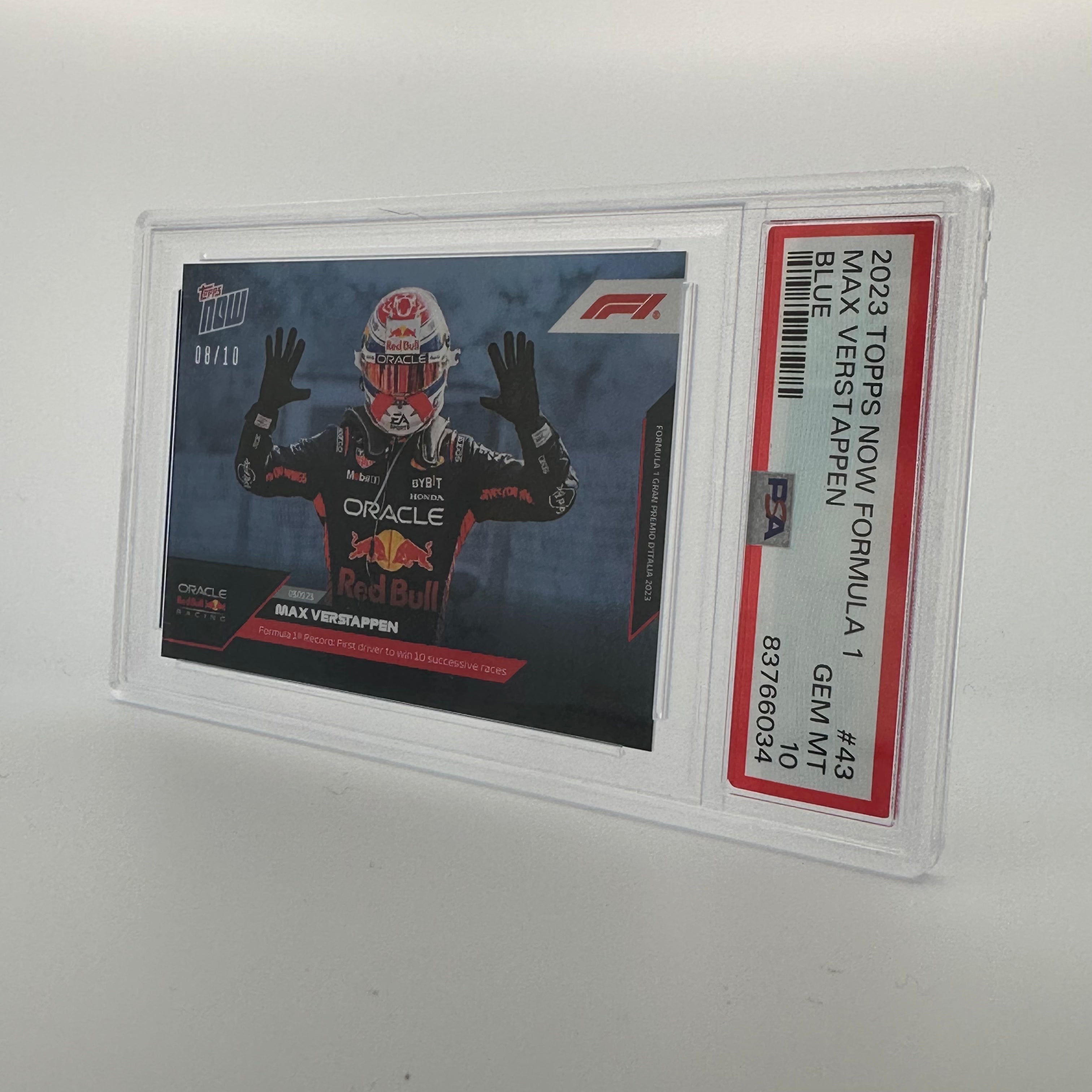 PSA 10 Graded 2008 Max Verstappen #43 Blue Parallel 2023 Topps Now Formula 1 Racing Card - Perfect for F1 Collectors and Sports Memorabilia Displays