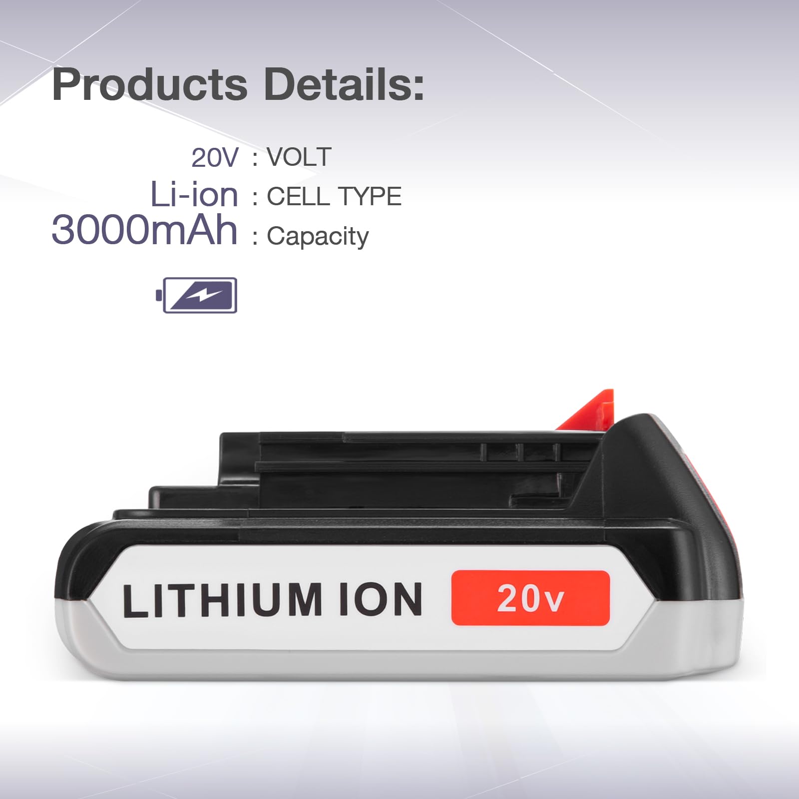 Original 20V 3.0Ah Replacement Battery with Charger Compatible for Black & Decker Power Tools - Perfect for Drills, Saws & Outdoor Equipment