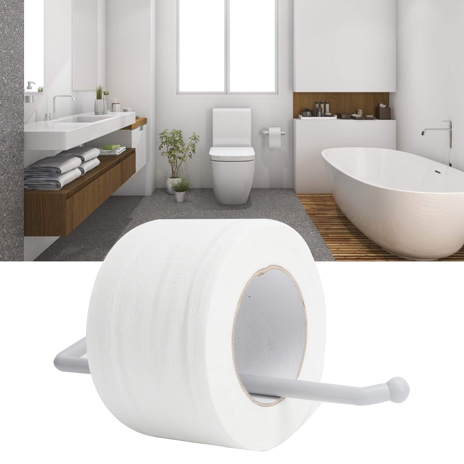 Wall Mounted Paper Towel Holder - Waterproof, Heavy Duty, Self-Adhesive Roll Paper Rack for Kitchen & Bathroom - Easy Installation, Durable White Design - Perfect for Countertop Organization & Space Saving