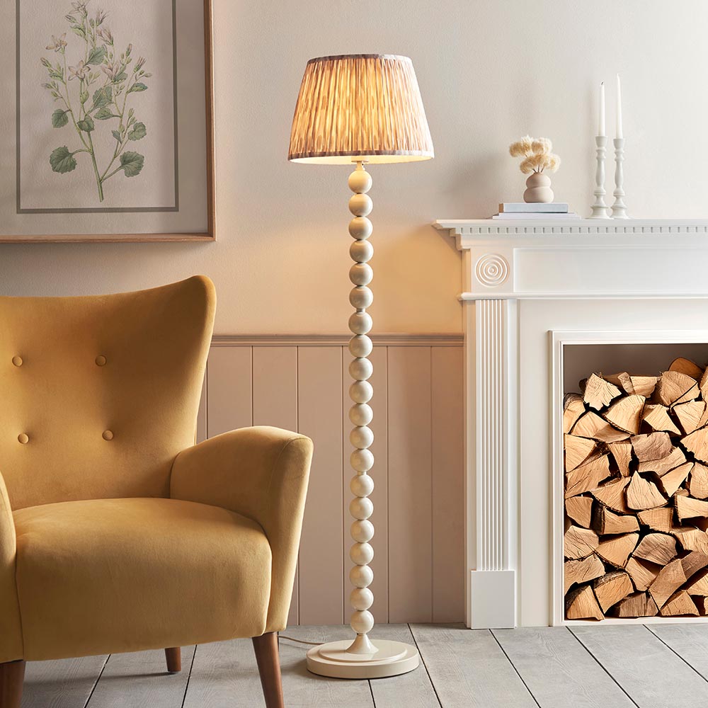 Auralis Ikat Floor Lamp with E27 Socket - Modern Handwoven Design for Living Room, Bedroom & Office Lighting