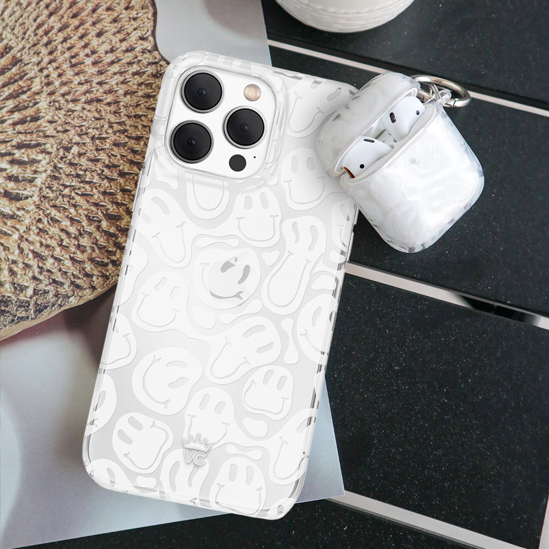 Frosted Clear Smiley Face AirPod Case - Cute Protective Cover for AirPods 1/2/3/Pro - Perfect for School, Work & Travel Accessories