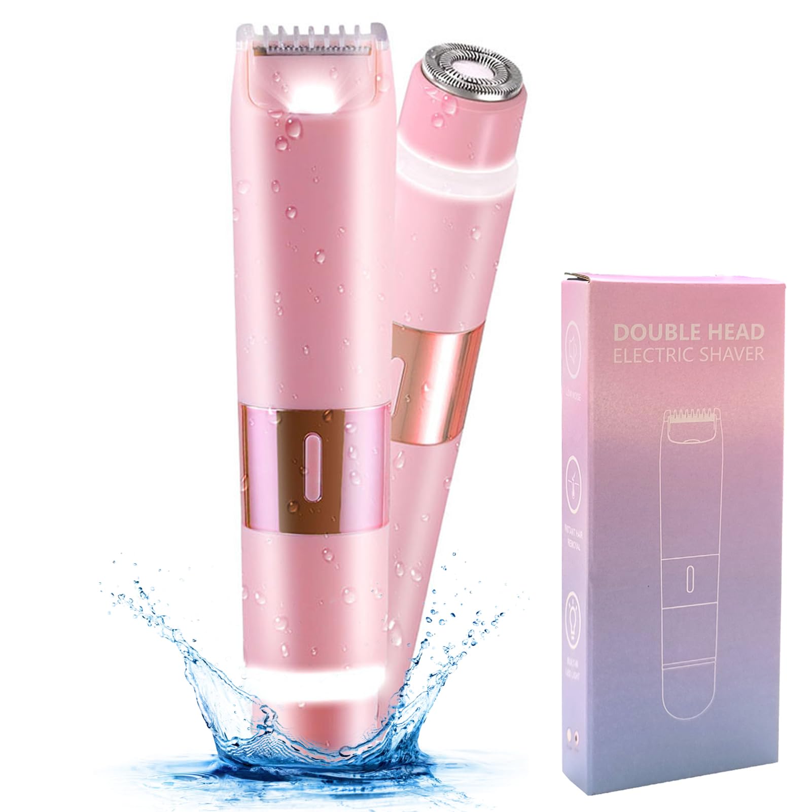 Women's Bikini Trimmer & Body Shaver - 2-in-1 Rechargeable Electric Razor for Legs, Arms & Pubic Hair Removal - Pink | Perfect for Travel, Gym & Sensitive Skin Care
