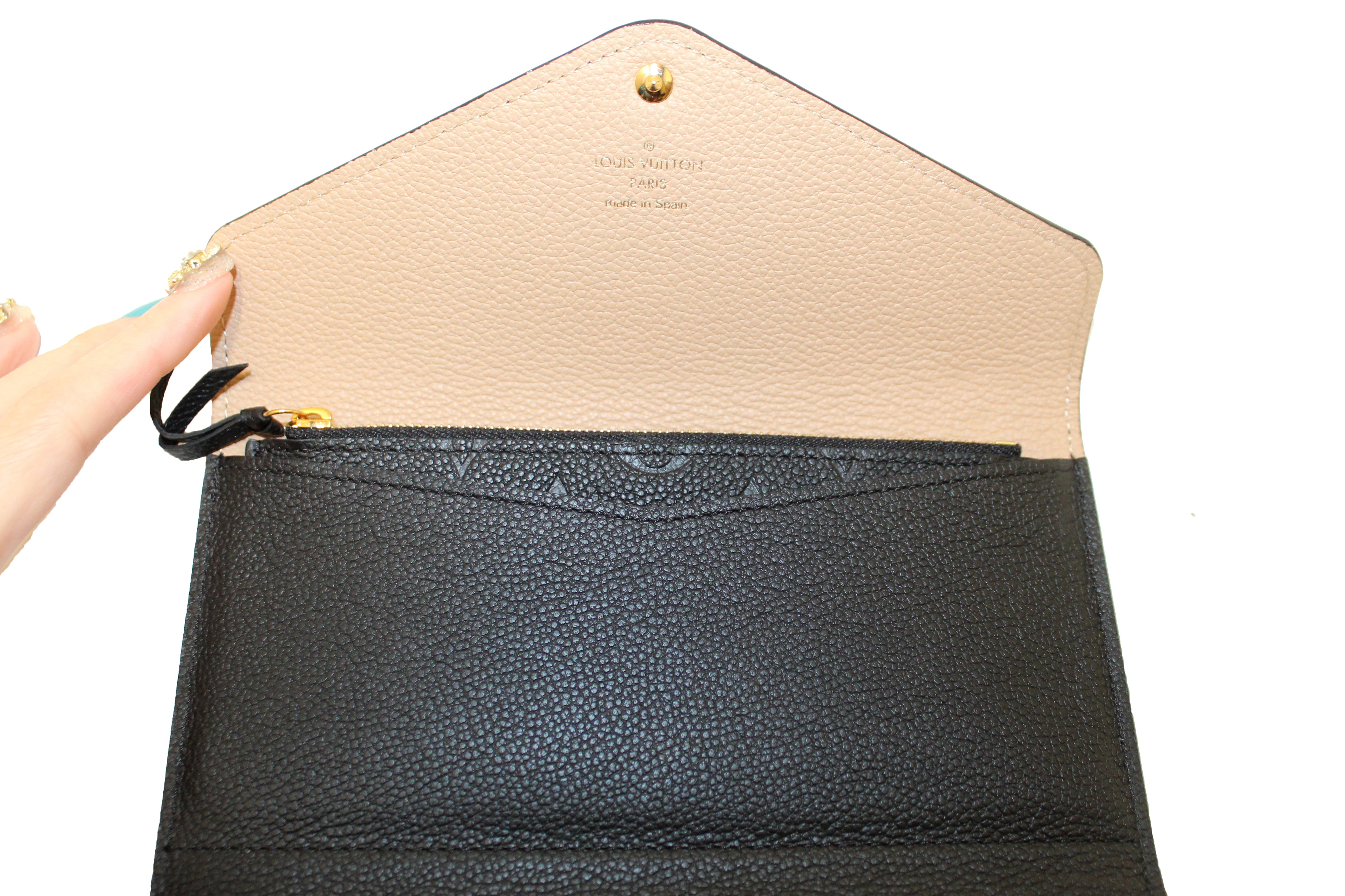 Authentic Louis Vuitton Black Monogram Empreinte Leather Josephine Wallet for Women | Luxury Designer Clutch Purse | Perfect for Everyday Use, Travel & Gift Giving