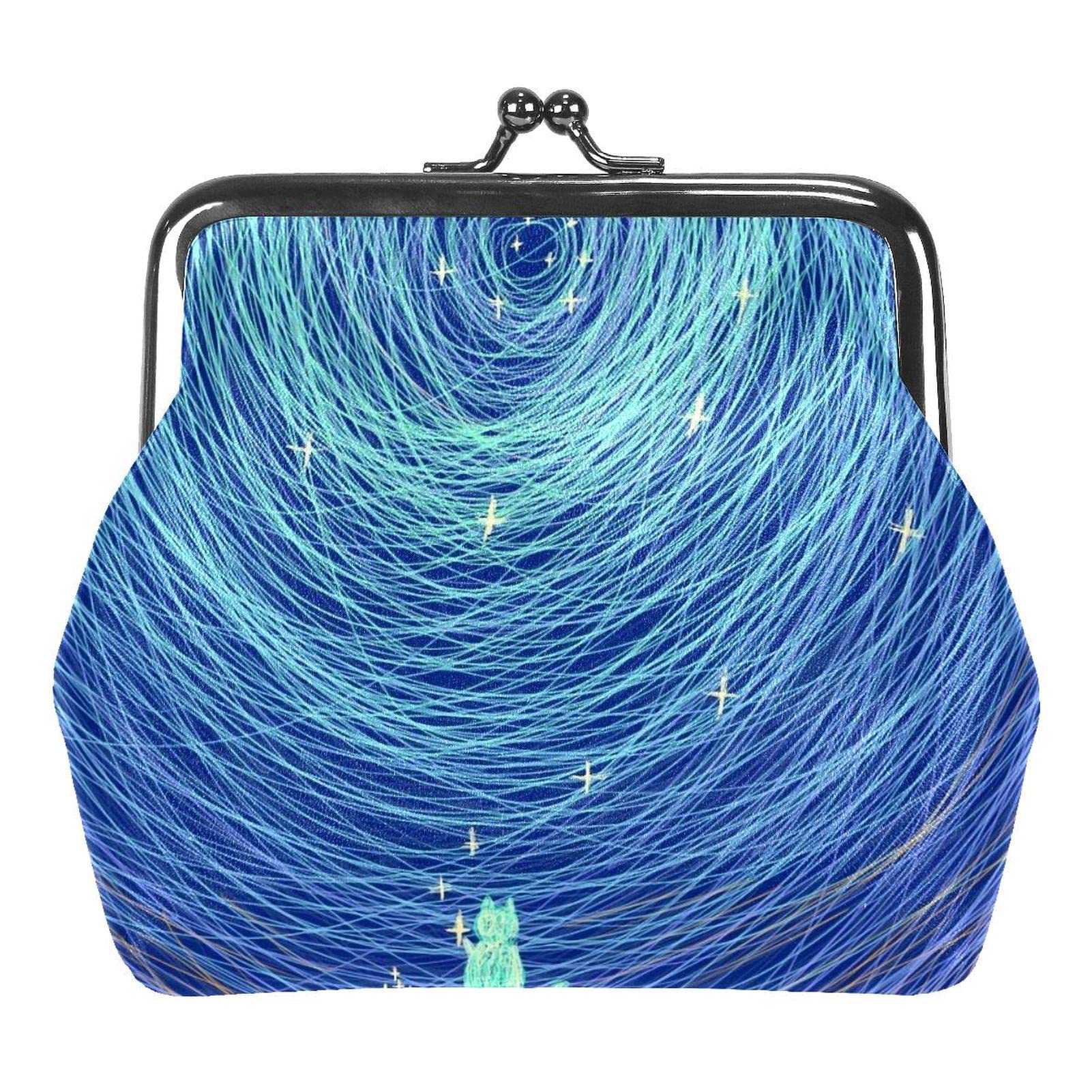 Star Cat Blue Small Buckle Coin Purse – Kiss-Lock Clasp Change Wallet for Women & Girls – Perfect for Coins, Cash, and Small Essentials – Ideal for Travel, Shopping, and Everyday Use