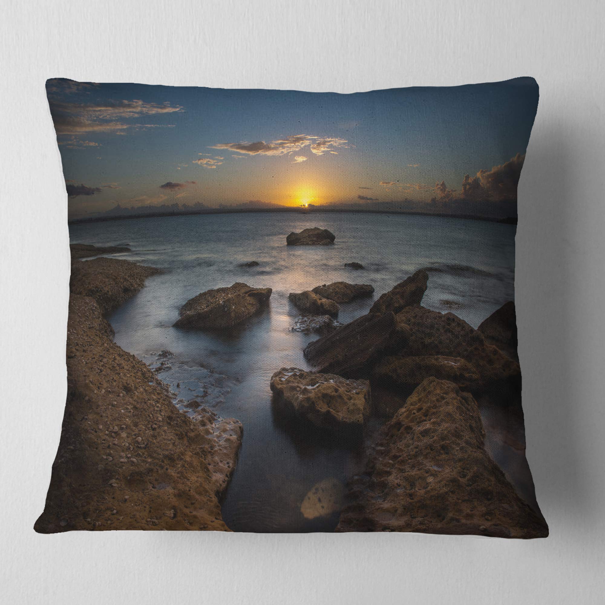 DesignQ CU9855 Premium 18x18 Inch Blue Decorative Throw Pillow Cushion - Soft & Stylish for Sofa, Bed, or Home Decor