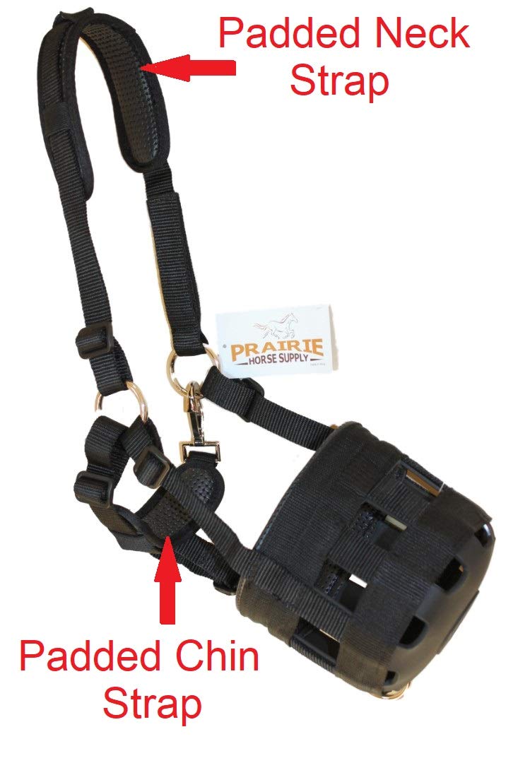 Premium Comfort Lined Grazing Muzzle for Horses & Ponies – Heavy Duty Waffle Neoprene with Soft Chin & Neck Pads – Size: Pony – Ideal for Pasture, Training & Weight Management