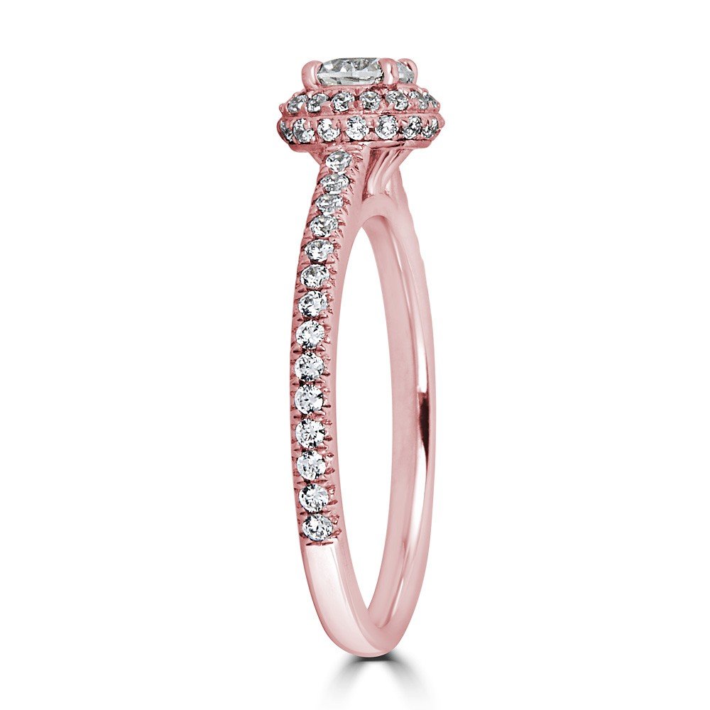 14KT Gold 3/4 CTW Diamond Double Row Round Halo Ring for Women - Elegant Wedding, Engagement & Anniversary Jewelry Gift
