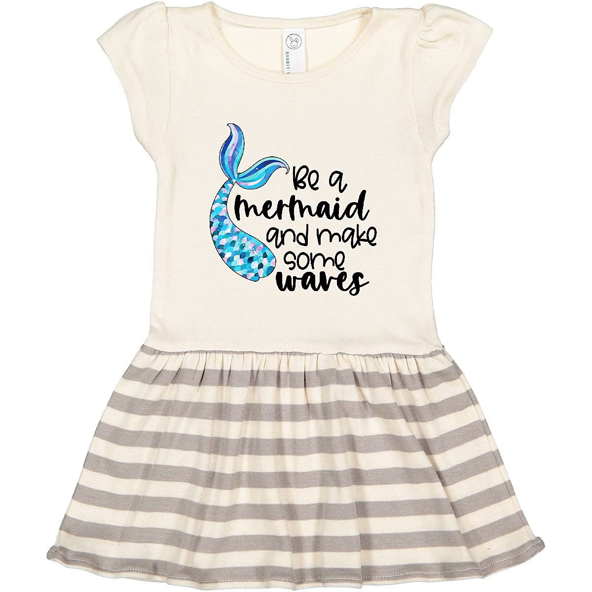 Inktastic Be a Mermaid & Make Waves Toddler Dress - Blue Mermaid Tale - Perfect for Beach Parties, Birthday Gifts & Summer Outfits