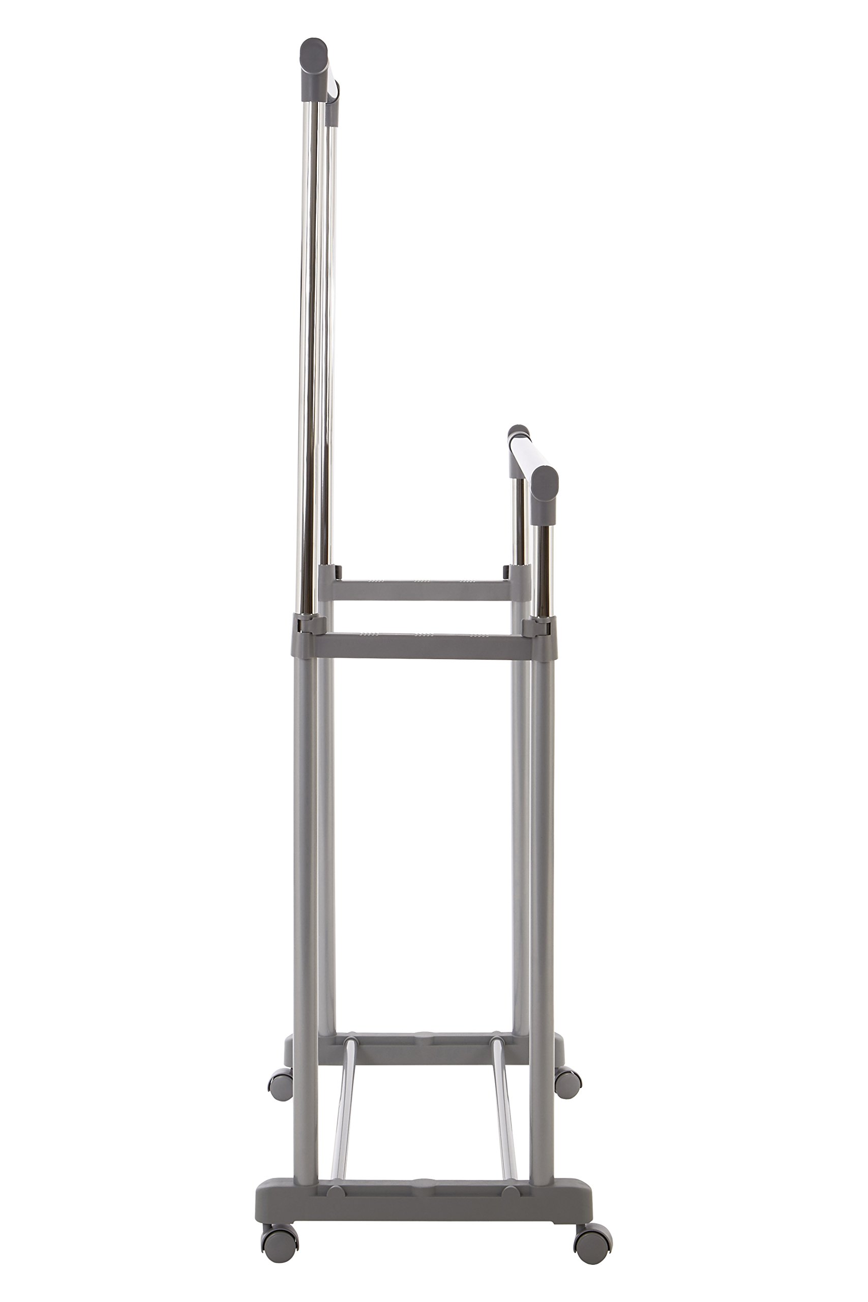 Premier Housewares 1900395 Chrome Double Hanging Rail with Wheels - Adjustable Closet Organizer for Bedroom, Bathroom & Laundry Room Storage