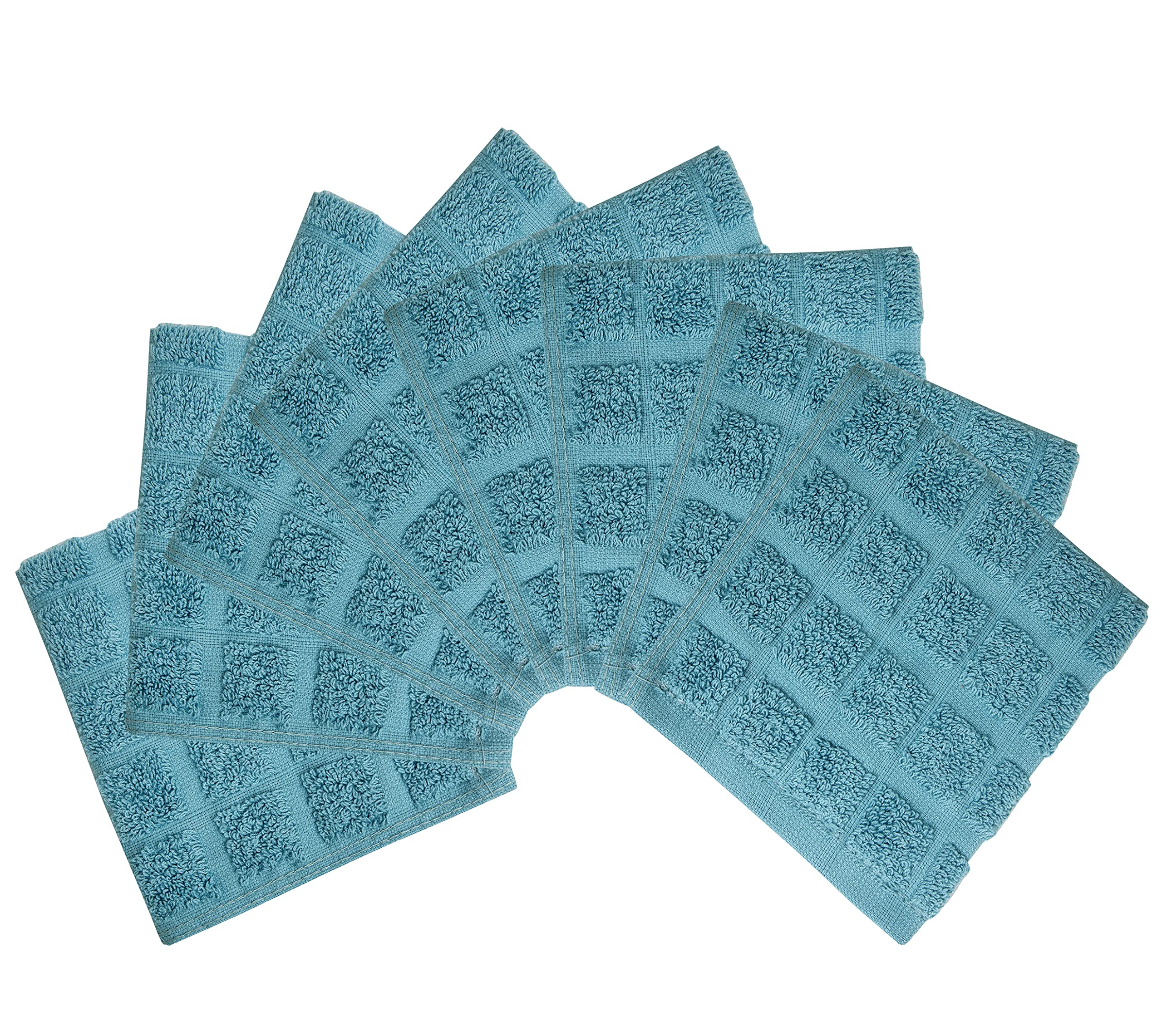 Premium Cotton Kitchen Dishcloths (12”x12” 8 Pack) – Ultra Absorbent 420 GSM Dish Towels for Washing Dishes, Cleaning & Drying – Aqua Check Design for Modern Kitchens