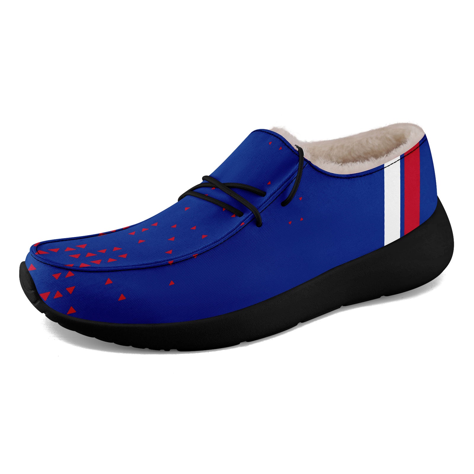 Custom Blue & Red Buffalo Print Personalized Sneakers - Unique Design FN042 D020279 - Perfect for Casual Wear, Street Fashion & Gift Giving