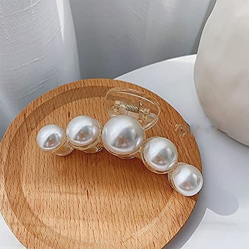 Korean Fashion Large Pearl Hair Claw Clips for Women - Stylish Hair Barrettes & Jaw Clips for Long Hair (Set of 1) - Perfect for Weddings, Parties & Everyday Elegant Hairstyles
