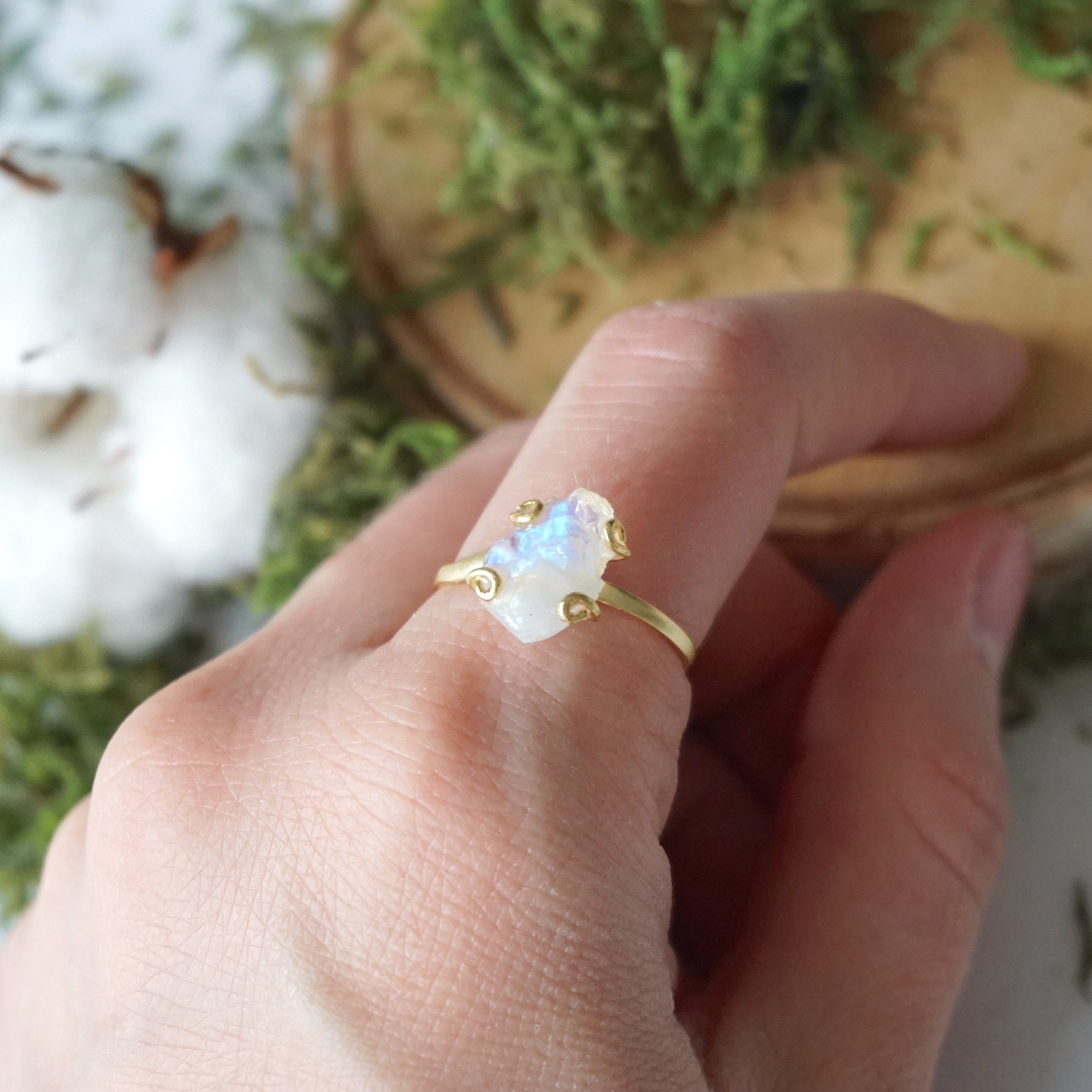 Adjustable Rainbow Moonstone Ring in 14K Gold Filled - Elegant Boho Jewelry for Women, Perfect for Everyday Wear, Gift Giving & Special Occasions