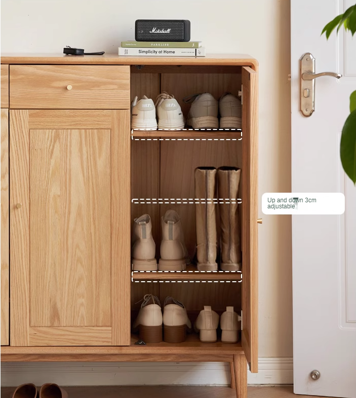 **Solid Oak Wood Shoe Storage Cabinet - Organize Shoes, Boots & Accessories | Perfect for Entryway, Bedroom & Closet Organization**