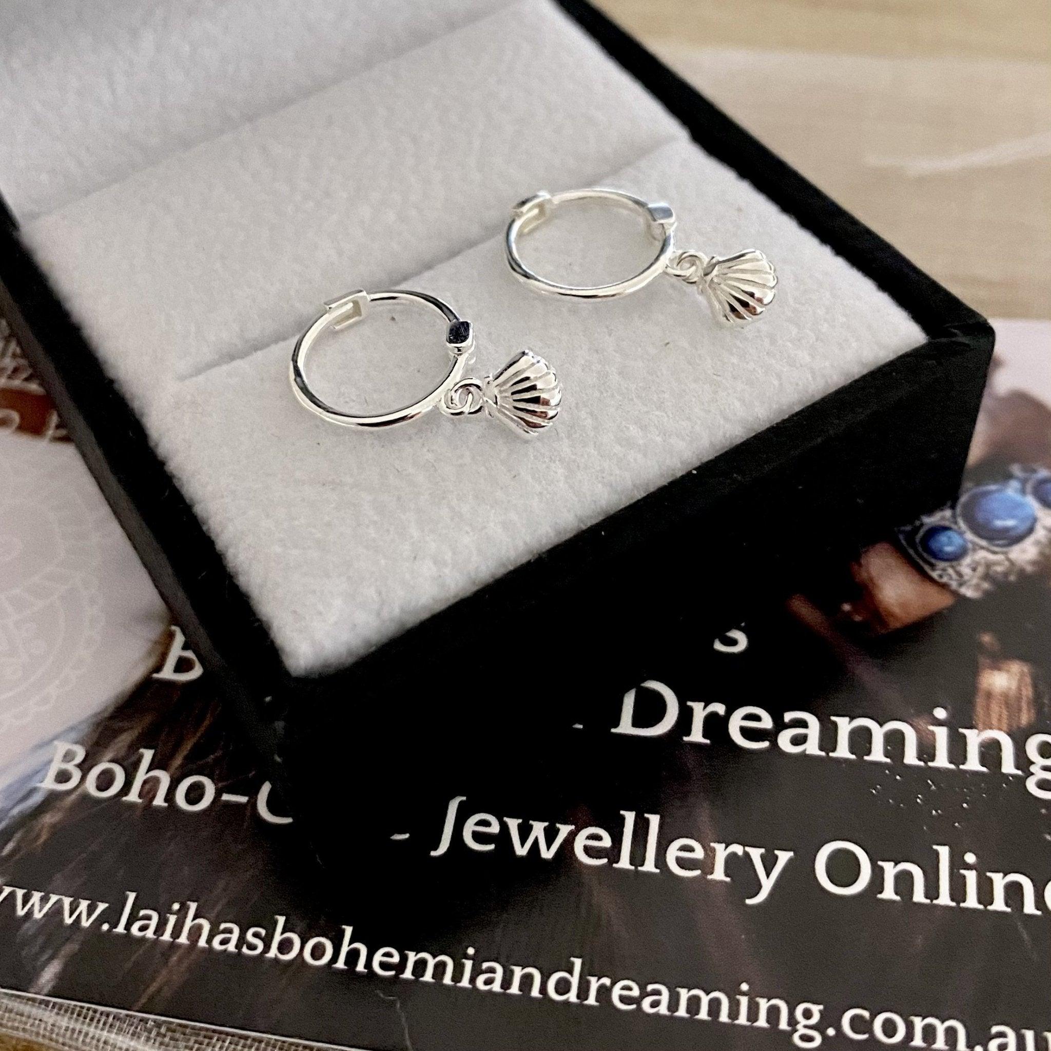 Laihas Mini Sea Shell Hoop Earrings - Dainty Beach Jewelry for Women, Boho Summer Accessories | Perfect for Vacation, Beach Party & Casual Wear