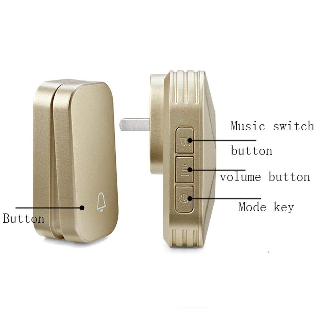 Self-Powered Wireless Doorbell Kit with 58 Melody Options & Long Range - Gold/White Color - Perfect for Home, Office, and Apartment Security