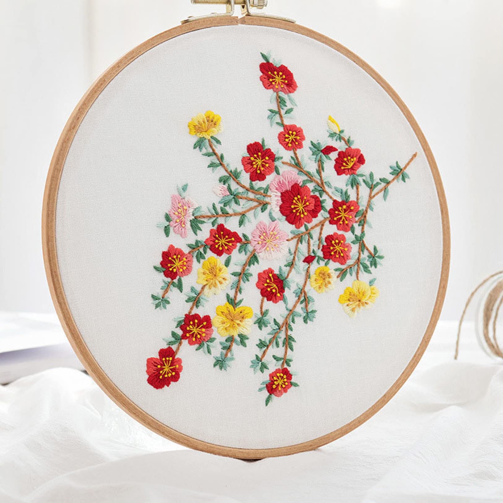 Beginner Embroidery Kit - Stamped Cross Stitch Supplies with Flower Design for DIY Needlework, Home Decor & Gift Giving | Perfect for Relaxation, Craft Projects & Wall Art