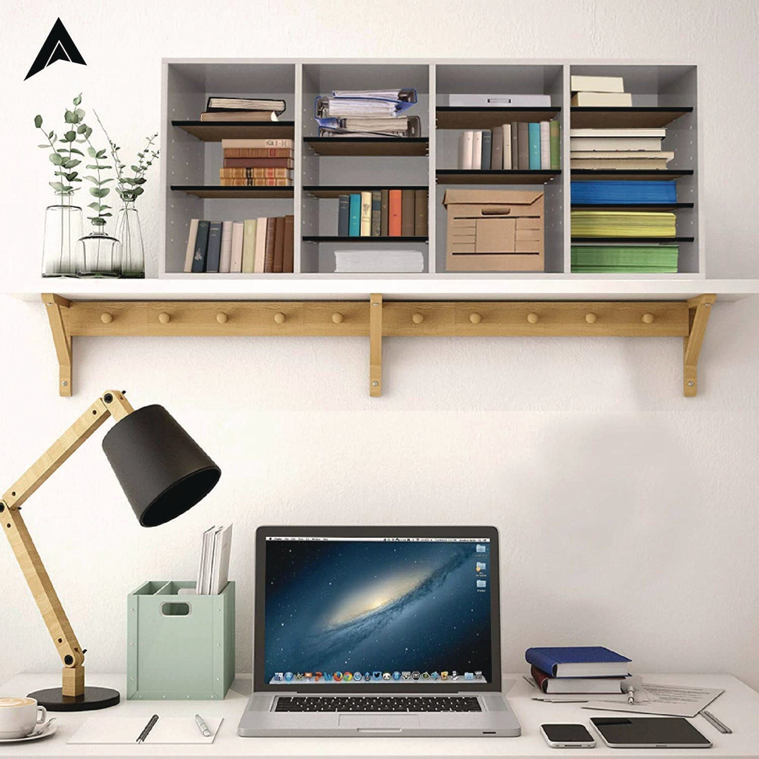 AdirOffice Wooden Adjustable 24-Section Letter Size Literature Organizer - 39.3