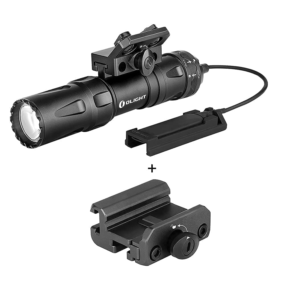 Olight Odin Mini 1250 Lumens Tactical Flashlight - Ultra Compact Rechargeable M-LOK Mount Weapon Light with Removable Slide Rail & Remote Switch | Includes Picatinny Adapter | Perfect for Home Defense, Hunting, and Tactical Operations