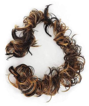 Long Highlight Synthetic Hair Frill Juda Bun Flexi Elastic Hair Extension for Women & Girls - Stylish & Trendy Hair Accessory for Parties, Weddings & Daily Wear