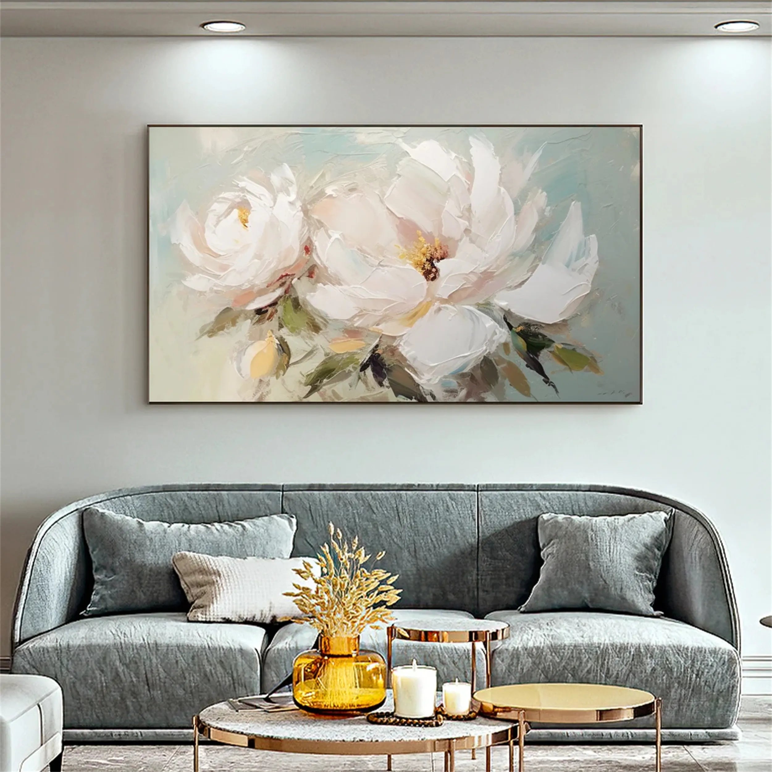 Flower and Tree Painting #FT054 - Handmade Canvas Art for Home Decor, Office Wall Art, Living Room & Bedroom Aesthetic