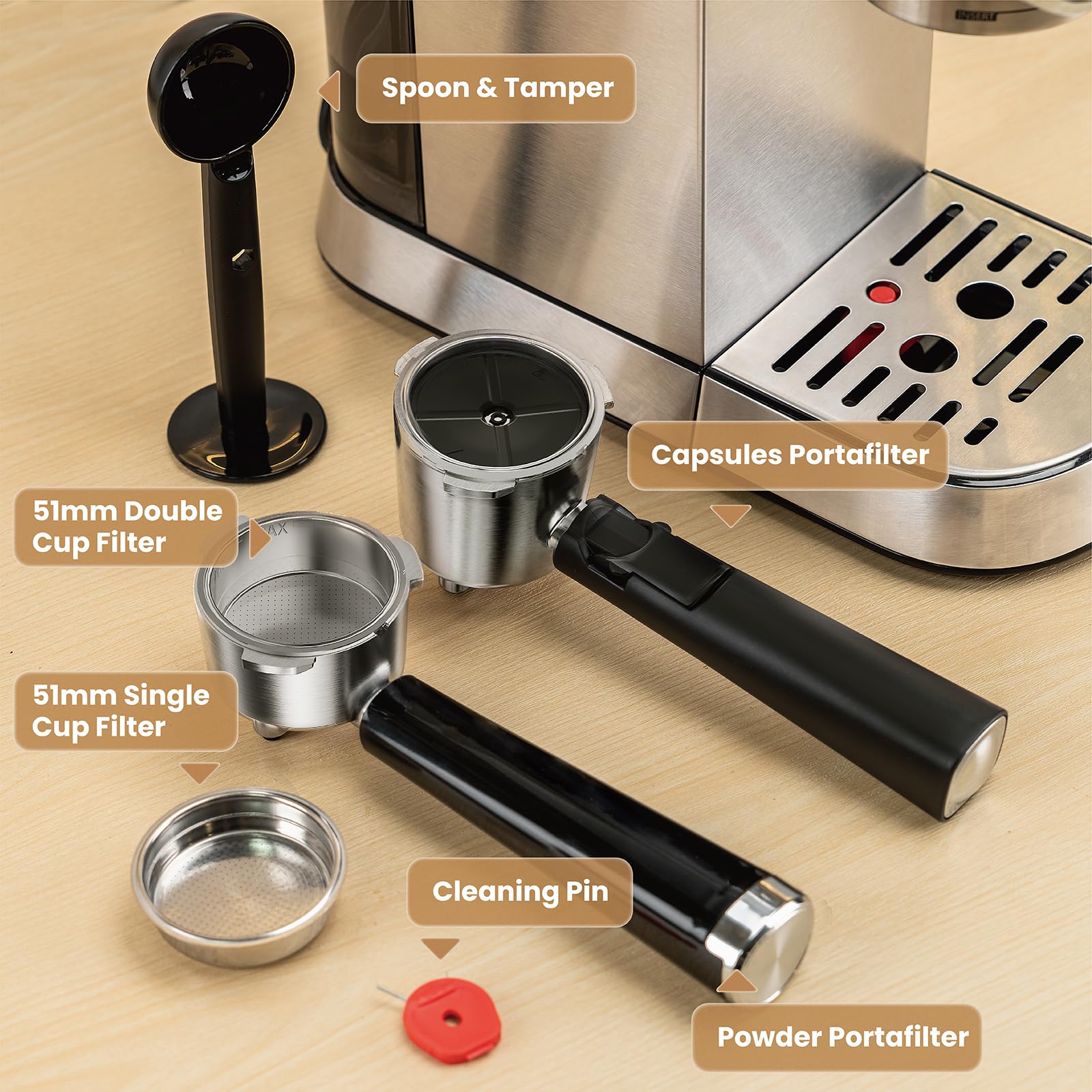 Gevi Commercial Espresso Machine for Nespresso Original Capsules & Ground Coffee - Professional Coffee Maker with Milk Frother for Cappuccino & Latte - Perfect for Home, Office & Coffee Shop Use