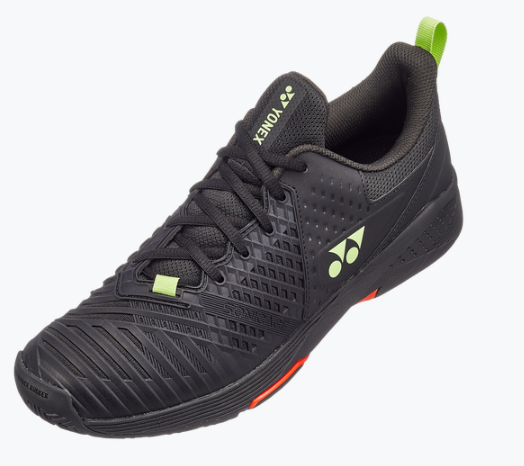 Yonex Power Cushion Sonicage 3 Men's Tennis Shoes - All Court Performance Sneakers for Men [Black/Lime] - Perfect for Competitive Matches & Casual Play