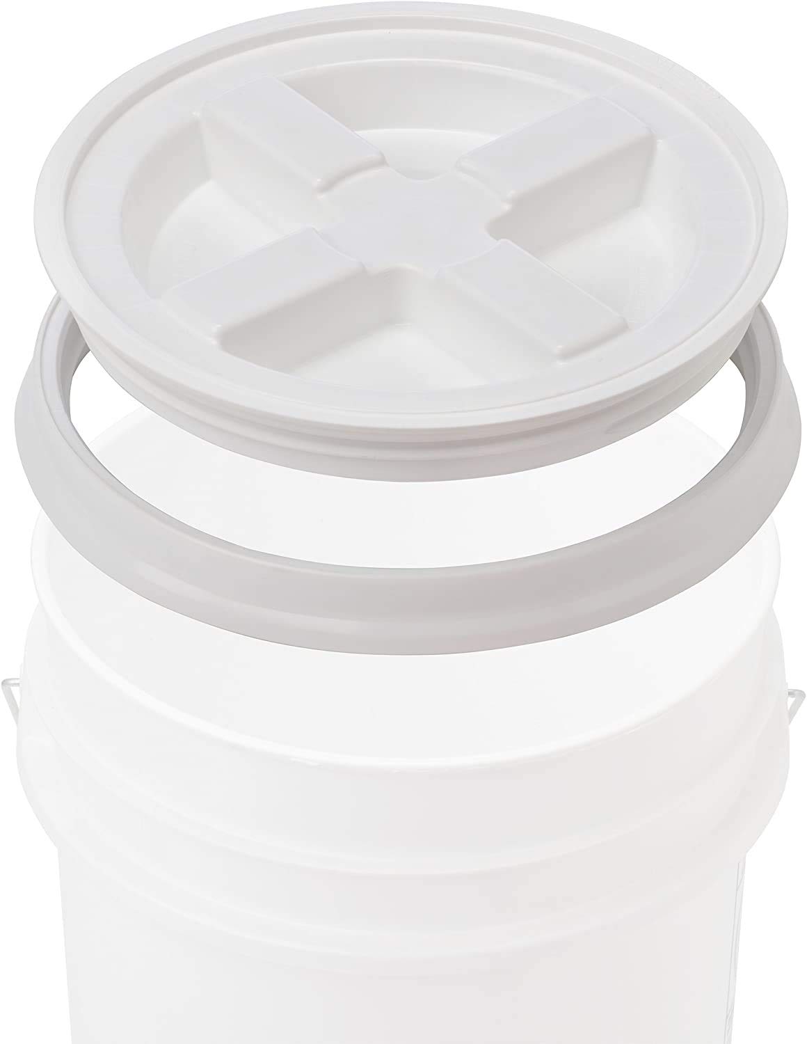 Gamma Seal Lid - White Food Grade Airtight Plastic Storage Container Cover with Screw Seal - Fits 3.5, 5 & 7 Gallon Buckets (12 Pack) - Perfect for Storing Dry Food, Pet Treats, Grains & Home Organization
