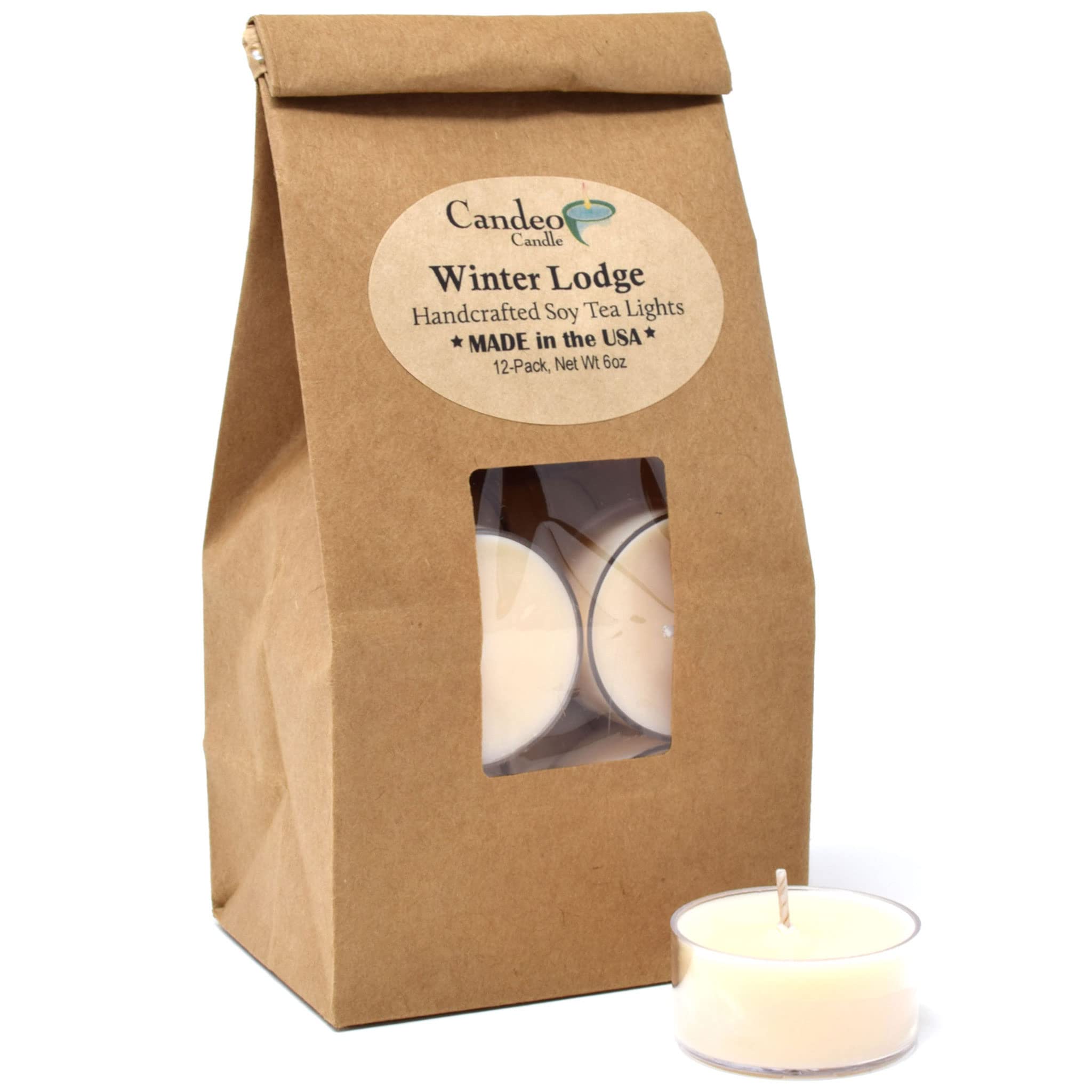 Winter Lodge Scented Tealight Candles - 12 Pack Soy Beeswax Blend Handmade in USA - Holiday Christmas Aromatherapy Candles for Home Decor, Relaxation & Gift Giving