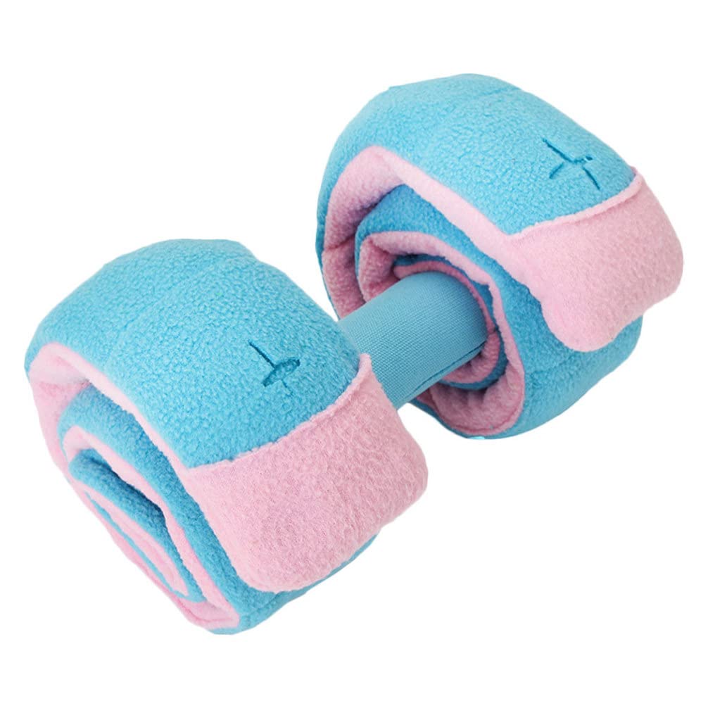 Interactive Treat Dispensing Dog Toys - Chew Resistant Dumbbell & Squeaky Plush Puzzle Toy for Puppies & Medium Dogs - Mental Stimulation & Teething Relief - Perfect for Indoor Play, Training Rewards & Food Enrichment (Blue)