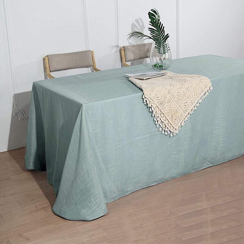 90x132 Inch Rectangular Premium Faux Burlap Polyester Tablecloth - Washable & Wrinkle-Resistant for Dining Tables, Parties, and Home Decor