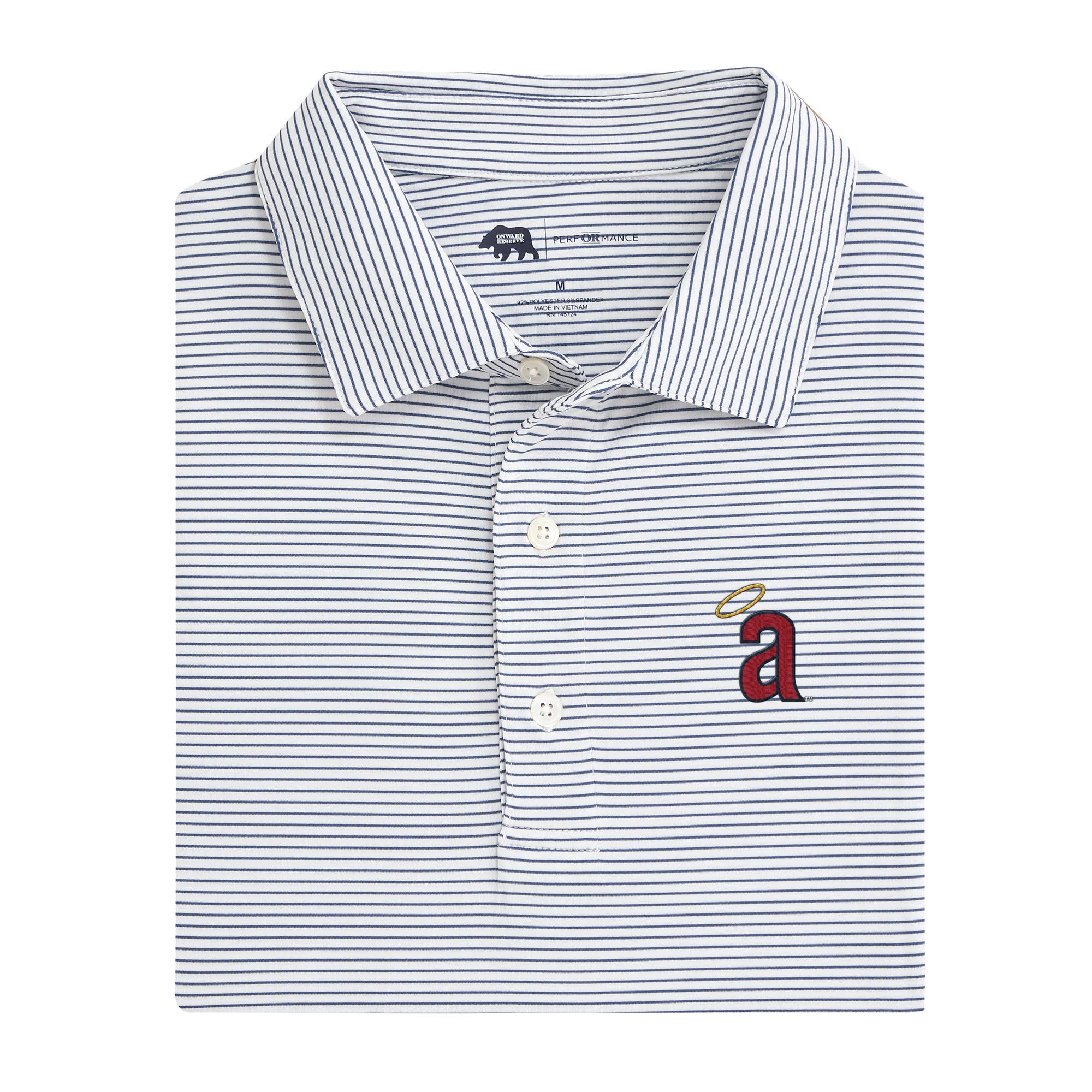 Los Angeles Angels Cooperstown Birdie Stripe Performance Polo Shirt for Men - Moisture Wicking Baseball Jersey for Games & Casual Wear