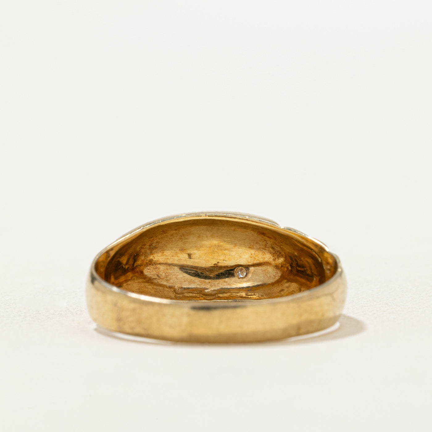 18K Gold Diamond Croissant Signet Ring - 0.02ct Natural Diamond - Size 10.75 - Elegant Jewelry for Women - Perfect for Weddings, Anniversaries & Special Occasions