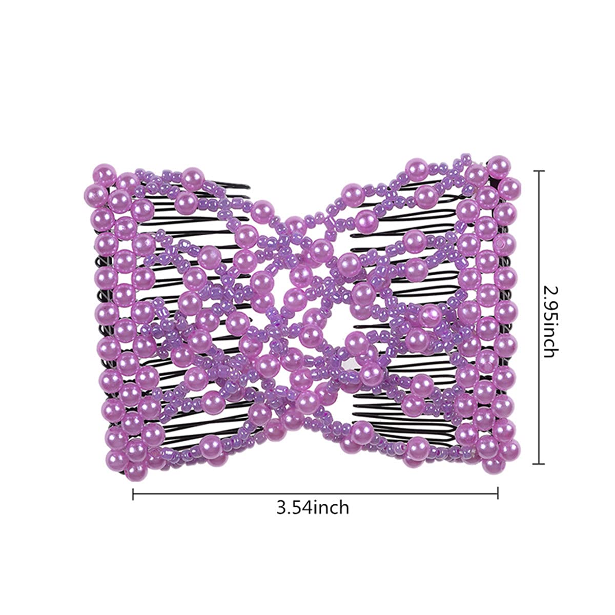 Easy Combs Double Stretching Hair Combs for Thick & Thin Hair - Round Bead Hair Accessories for Popular Hairstyles (Purple & Navy Blue) | Perfect for Styling, Braiding & Hair Extensions