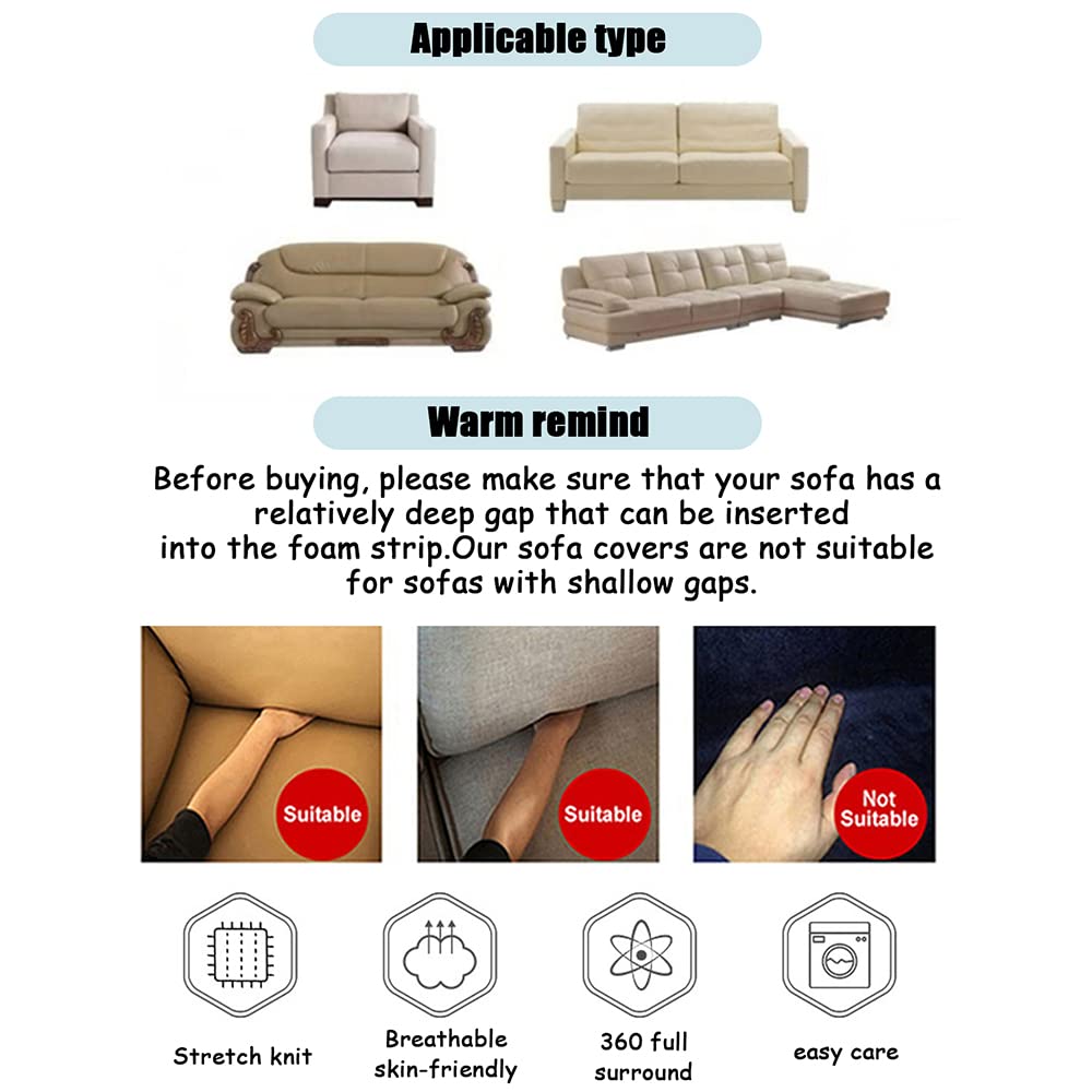 Shukii Printed Stretch Sofa Slipcover - Non-Skid Foam Backing with 1 Pillowcase (Flower Series 2, 1-Seater 30-52 inch) - Perfect for Living Room, Apartment & Home Decor Protection