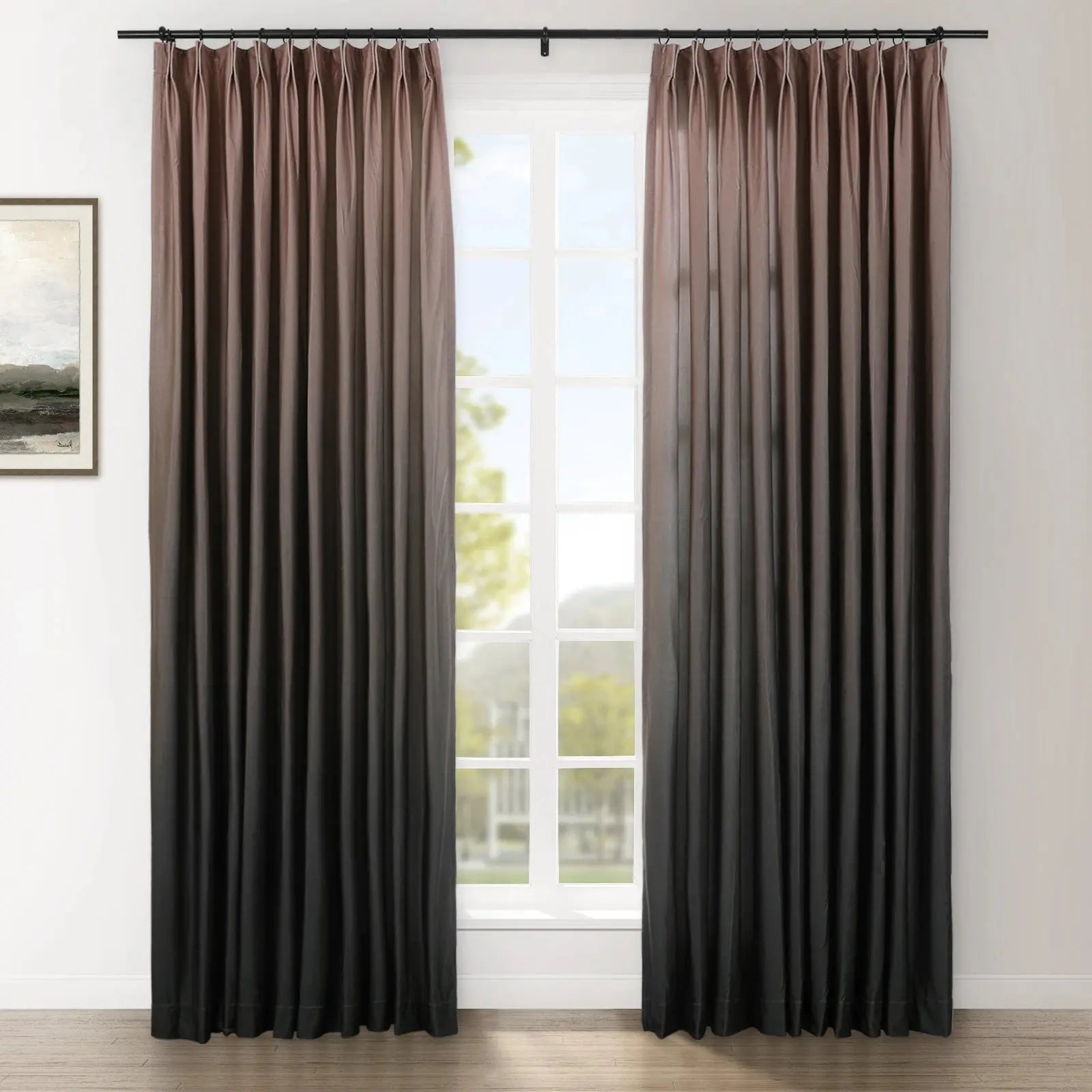 Amy Switzer Printed Velvet Pleated Curtains - Elegant Window Drapes for Living Room, Bedroom & Home Decor