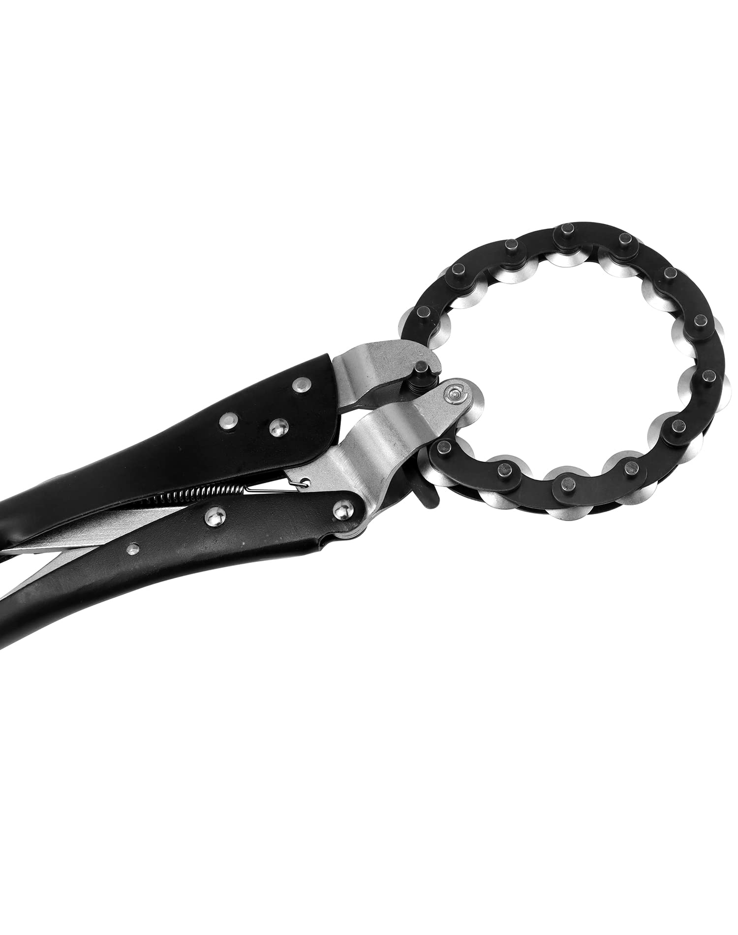 QWORK Heavy Duty Exhaust Pipe Cutter - Professional Black Carbon Steel Chain Tailpipe Cutting Tool with Replaceable Wheels for Automotive Repair & Muffler Installation